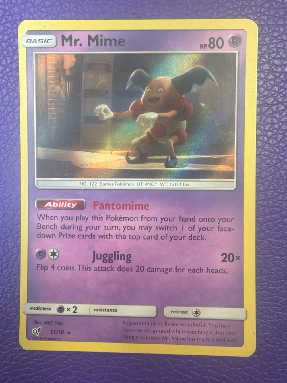 Pokemon Mr. Mime Trading Card - Purple, Yellow, Pink
